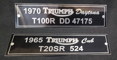 Custom engraved motorcyle items, Doug's Engraver's Den