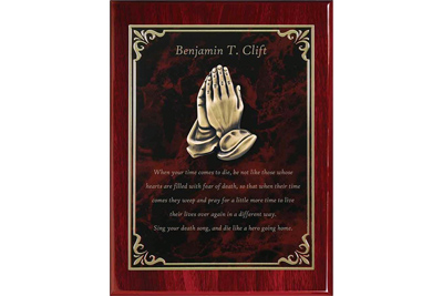 Custom engraved memorial plaques, Doug's Engraver's Den